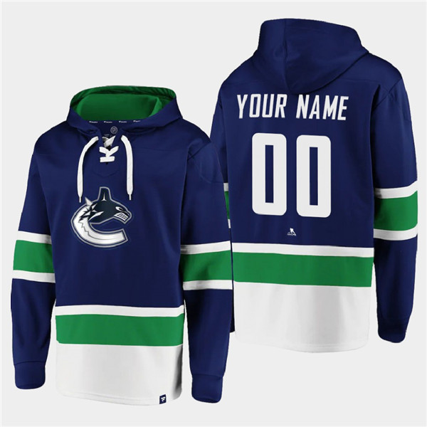 Men's Vancouver Canucks Active Player Custom Blue All Stitched Sweatshirt Hoodie